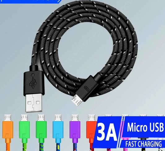 2.4A Micro USB Cable Fast Charging Nylon Braided Data Sync Cord For Samsung Huawei Xiaomi HTC Android Phone Microusb Charge Wire