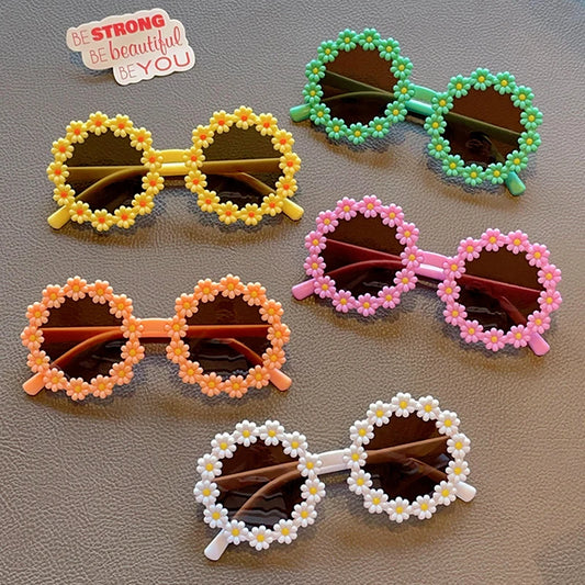 2024 Boys Girls Fashion Acrylic Colors Daisy Sunglasses UV400 Outdoor Children Lovely Protection Sunglasses Kids Sun Glasses